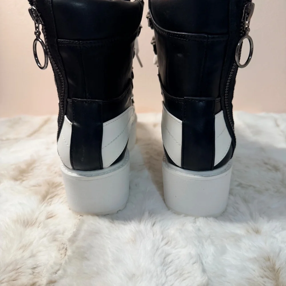 Cape Robbin Black Hightop Sneakers With White Chunky Platform & A Side Zipper